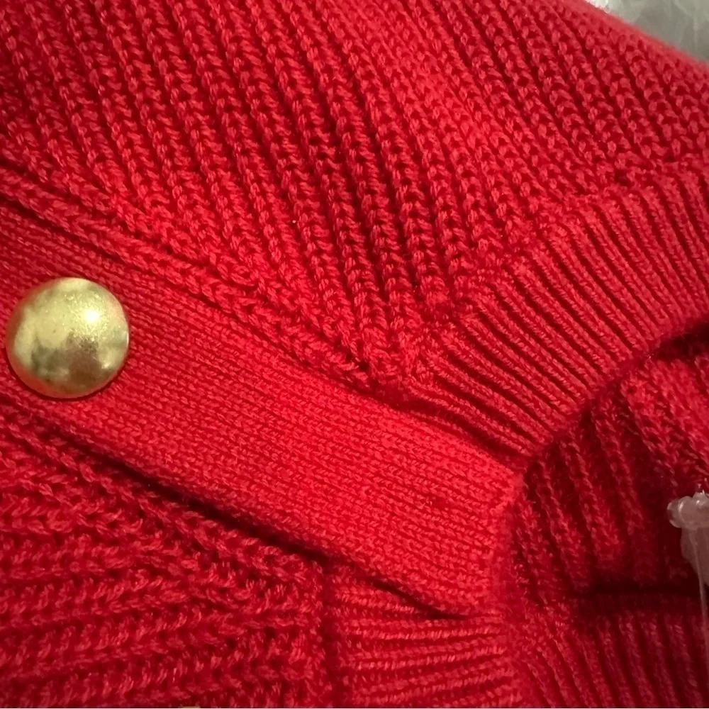 J crew classic cardinal red Button raglan crewneck sweater